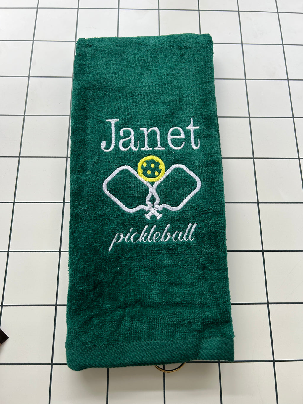 Pickleball towel with grommet