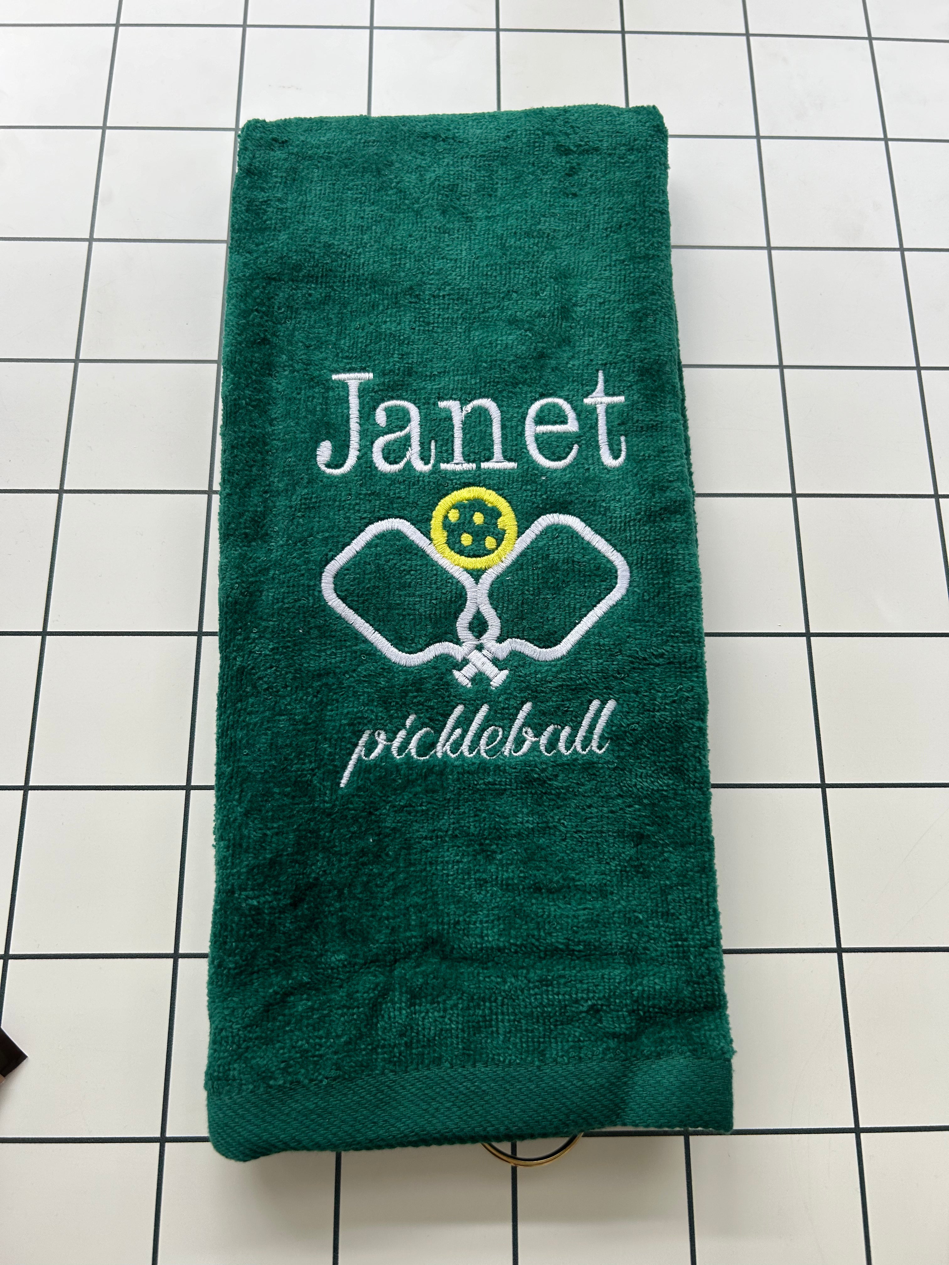 Pickleball towel with grommet